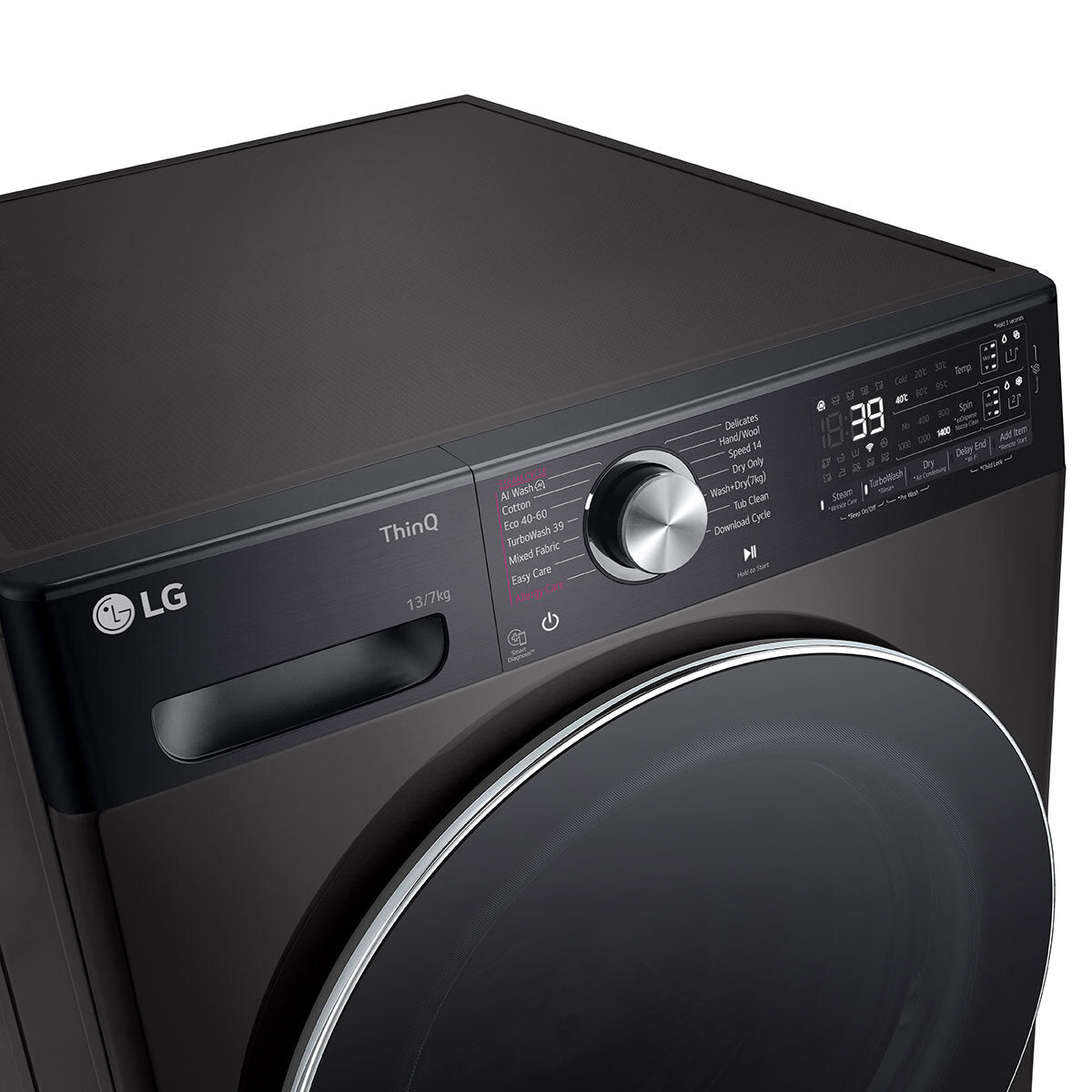 LG FWY937BCTA1 13kg/7kg, Washer Dryer, D Rated in Black - View 3