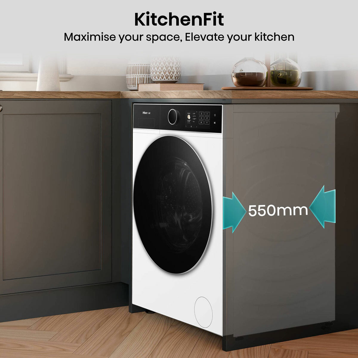 Hisense KitchenFit 5i Series WD5I1045BWQ, 10.5kg / 6kg Washer Dryer, D Rated in White - View 6