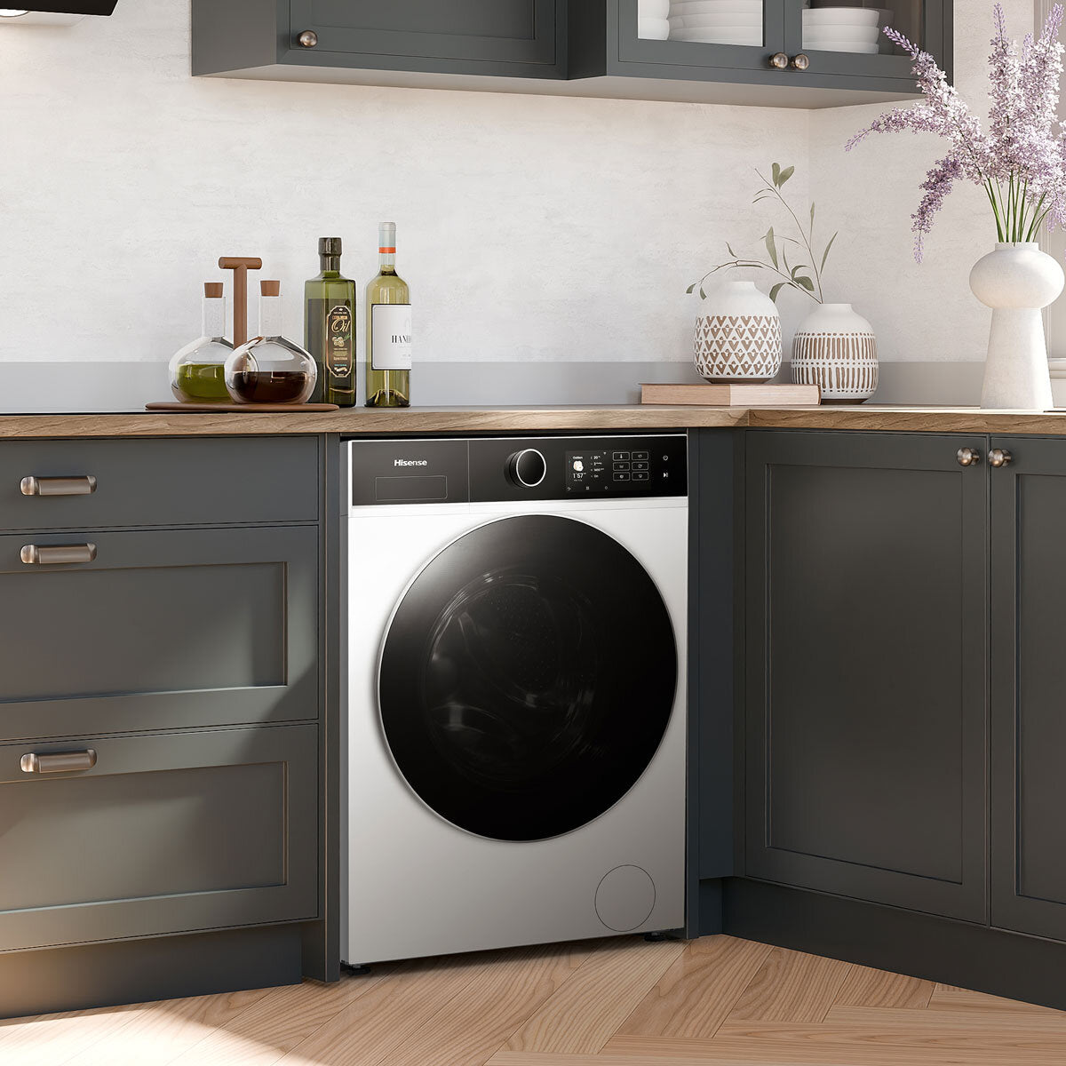 Hisense KitchenFit 5i Series WD5I1245BWR, 12kg/ 8kg Washer Dryer, D Rated in White - View 7