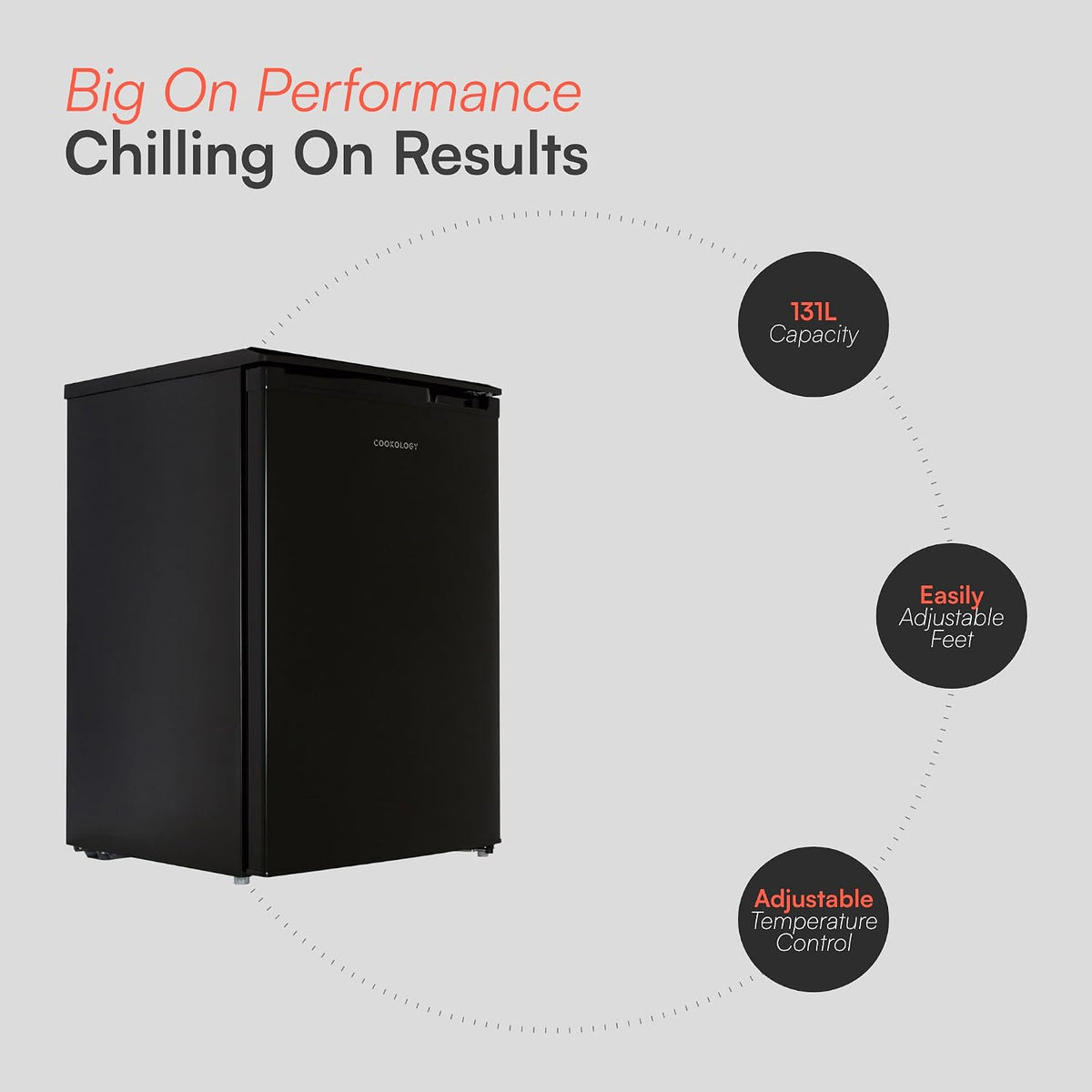 Freestanding Larder Fridge 130L Undercounter With Reversible Door Black - View 3
