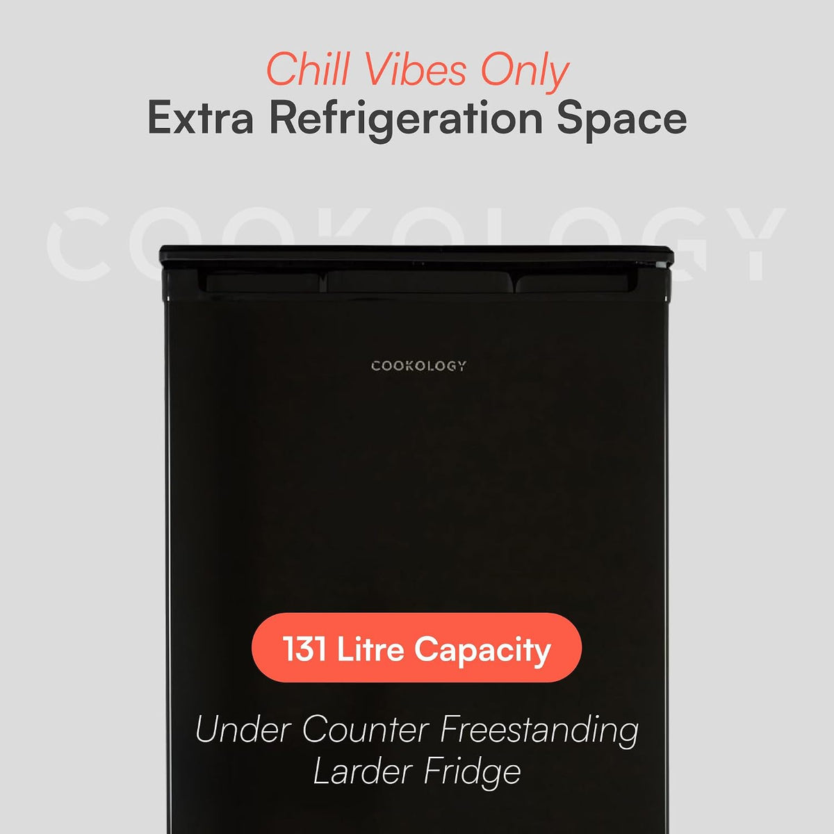 Freestanding Larder Fridge 130L Undercounter With Reversible Door Black - View 2