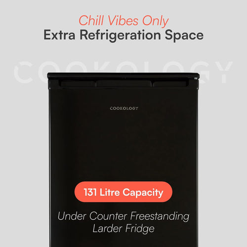 Freestanding Larder Fridge 130L Undercounter With Reversible Door Black - View 2