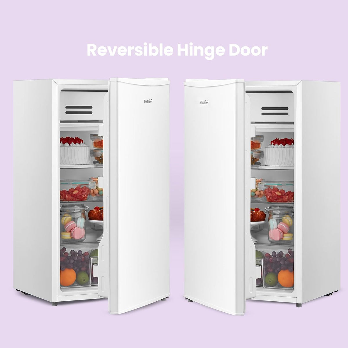 Under Counter Fridge 93L Cooler Box Interior Light Reversible Door White - View 6