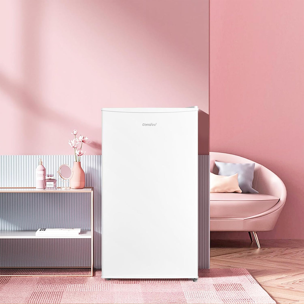 Under Counter Fridge 93L Cooler Box Interior Light Reversible Door White - View 7