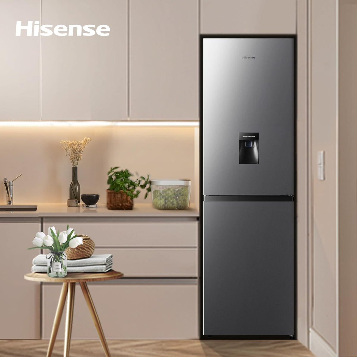 Freestanding Fridge Freezer 256L Total No Frost Water Dispenser Silver - View 9