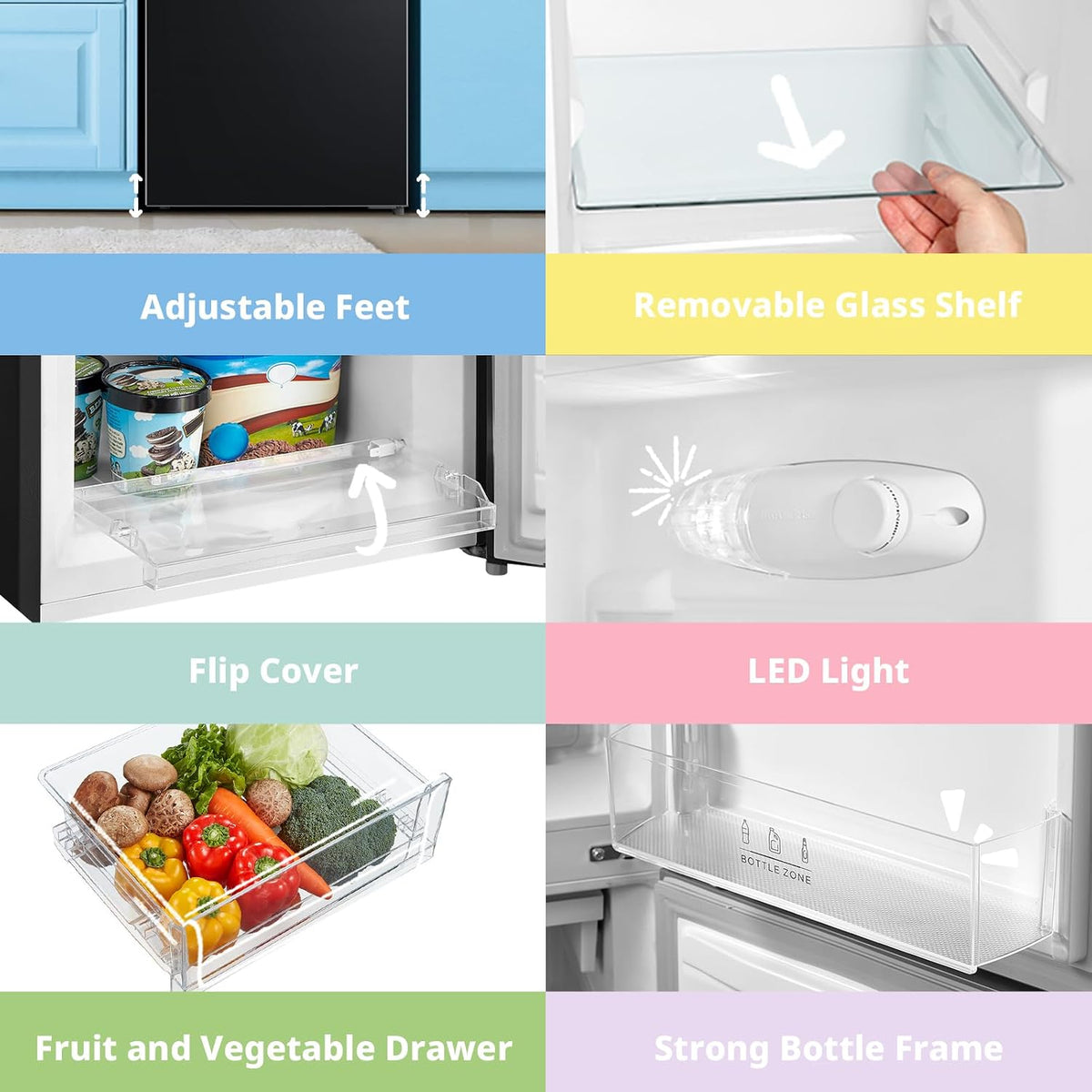 Freestanding Fridge Freezer 174L Low Frost Adjustable Thermostat LED Black - View 7