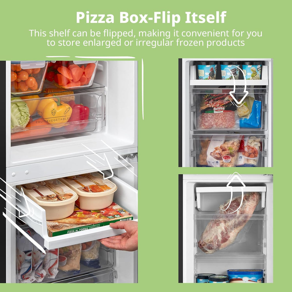 Freestanding Fridge Freezer 174L Low Frost Adjustable Thermostat LED Black - View 5