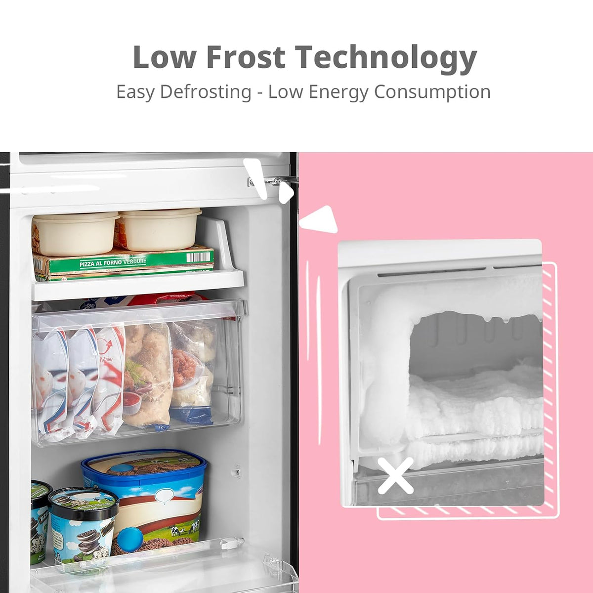 Freestanding Fridge Freezer 174L Low Frost Adjustable Thermostat LED Black - View 3