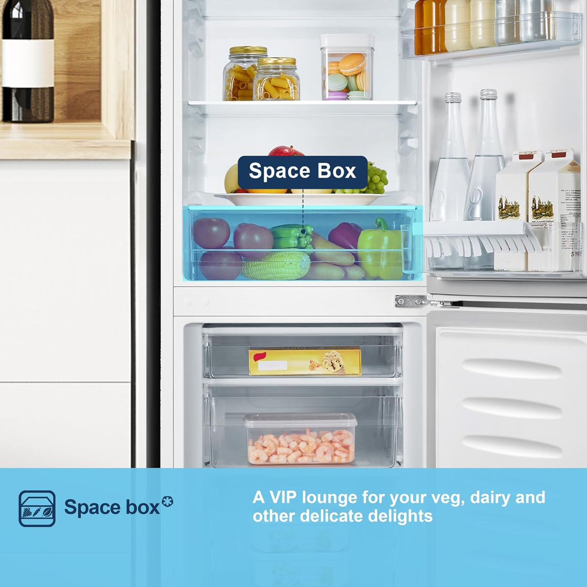 Freestanding Fridge Freezer 175L 60/40 Split E Rated White Reversible Door - View 6