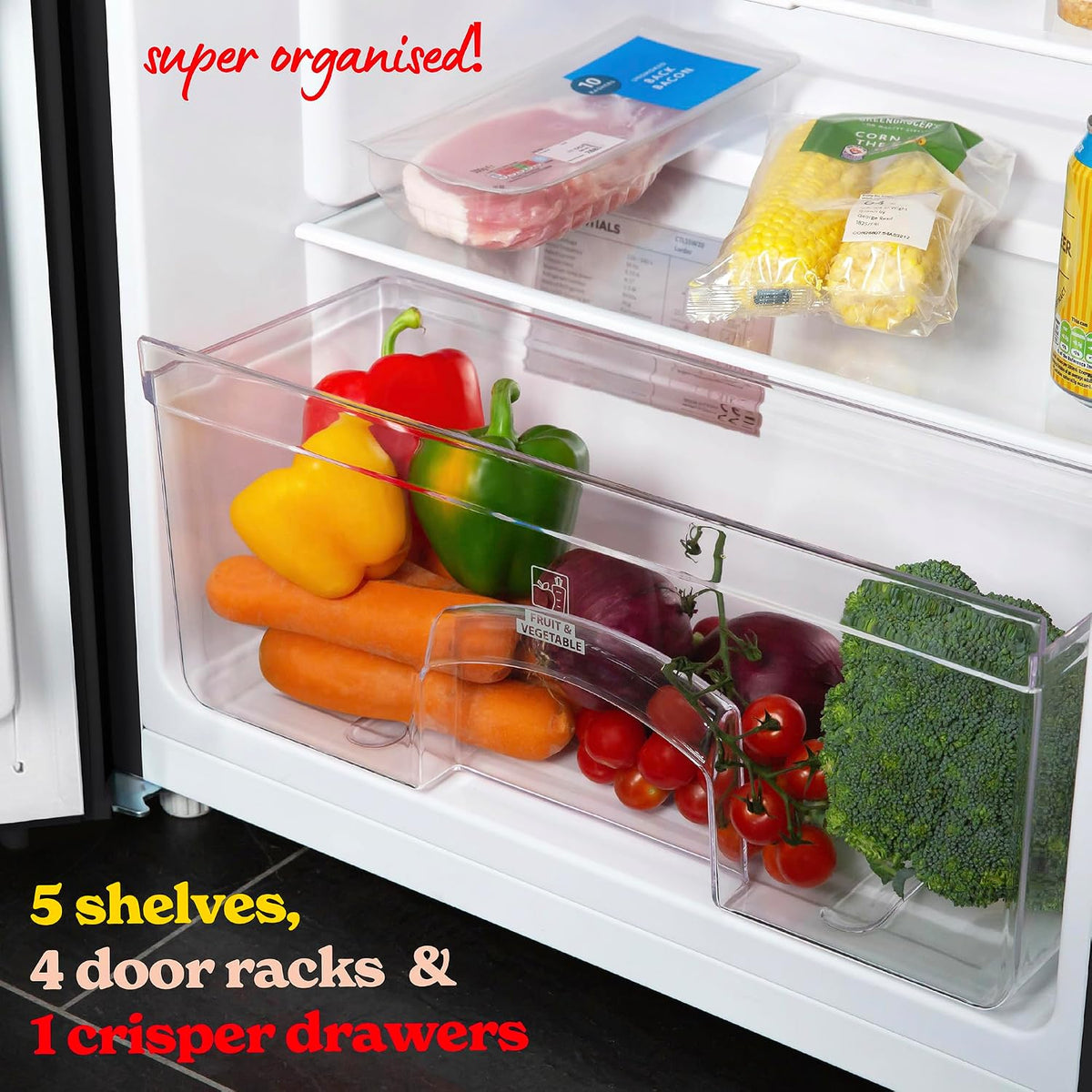 Freestanding Larder Fridge 242L 55cm 143cm Black - View 5