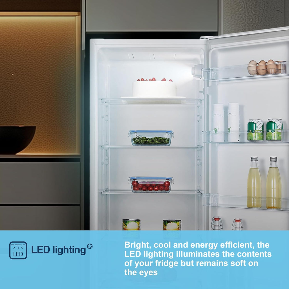 Freestanding Larder Fridge 242L 55cm White E Rated - View 7