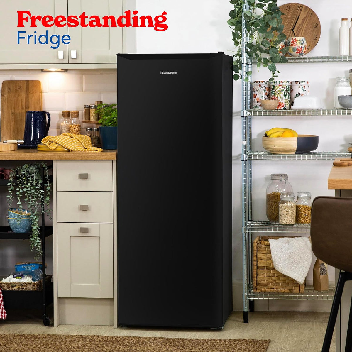 Freestanding Larder Fridge 242L 55cm 143cm Black - View 3