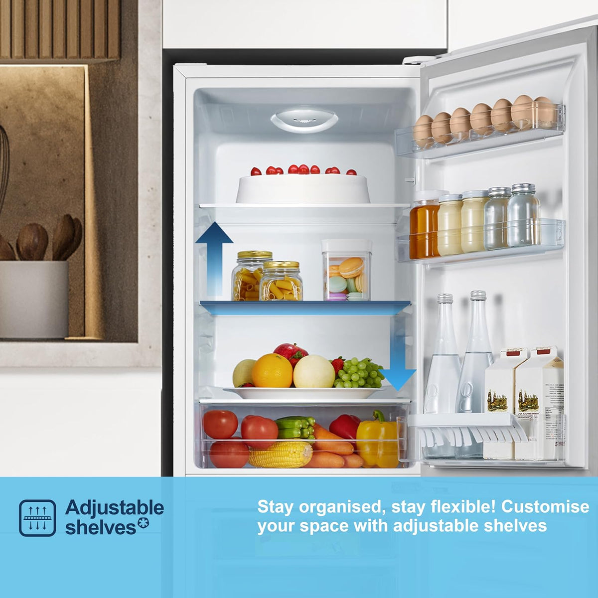 Freestanding Fridge Freezer 175L 60/40 Split E Rated White Reversible Door - View 8
