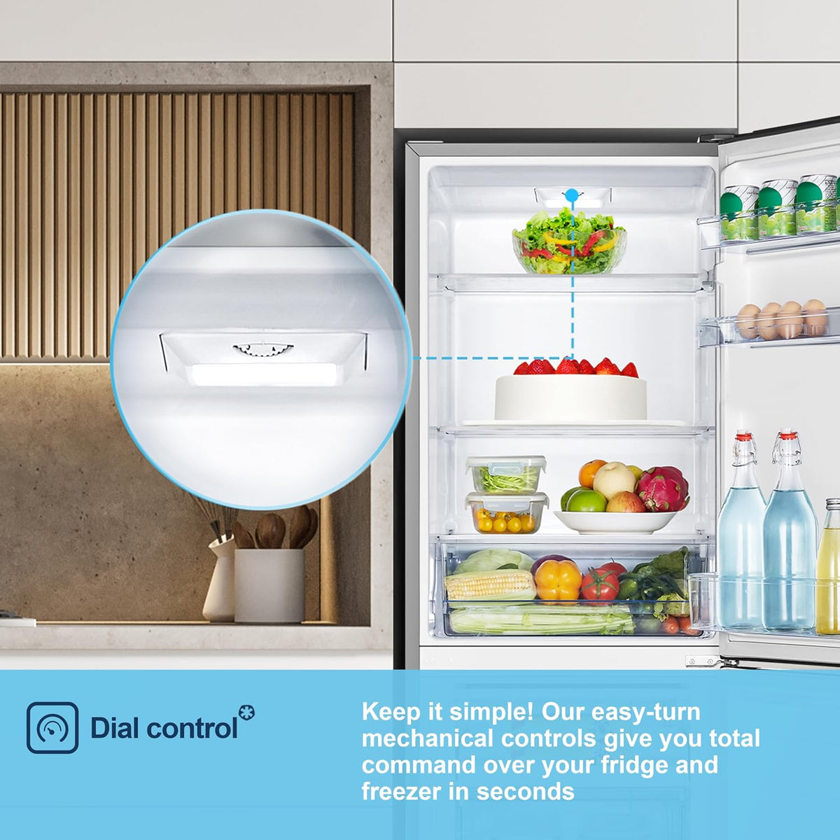 Freestanding Fridge Freezer 252L 50/50 No Frost LED Silver - View 7