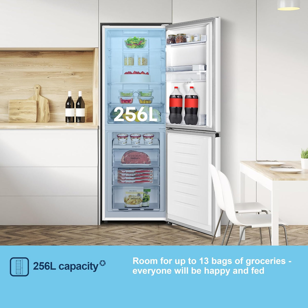 Freestanding Fridge Freezer 256L Frost Free Water Dispenser White - View 5