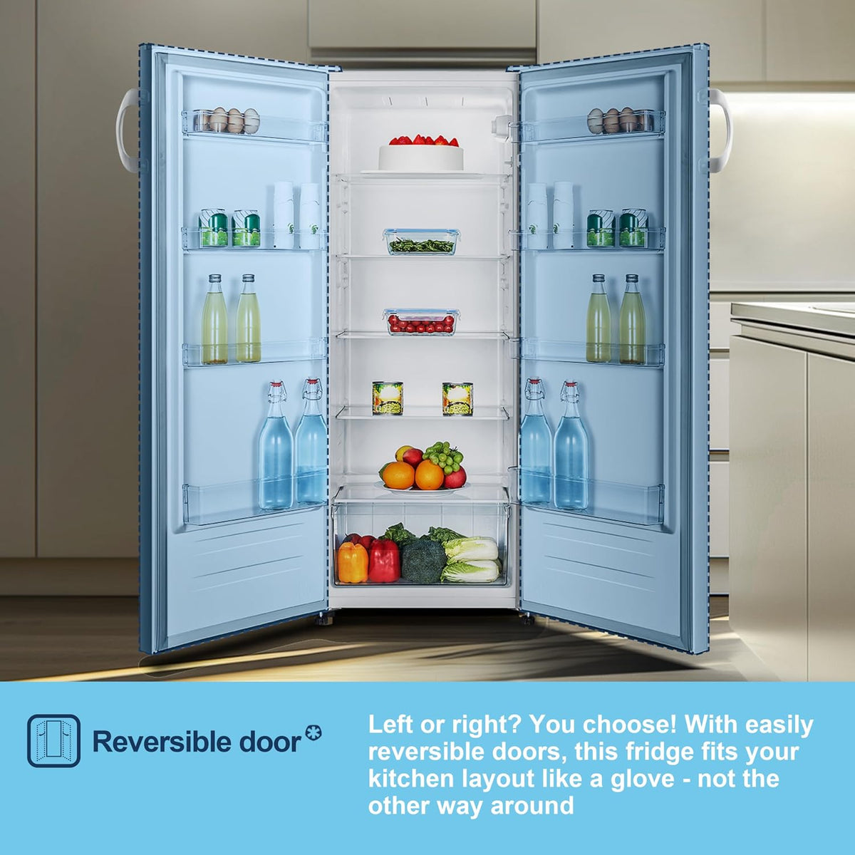 Freestanding Larder Fridge 242L 55cm White E Rated - View 10