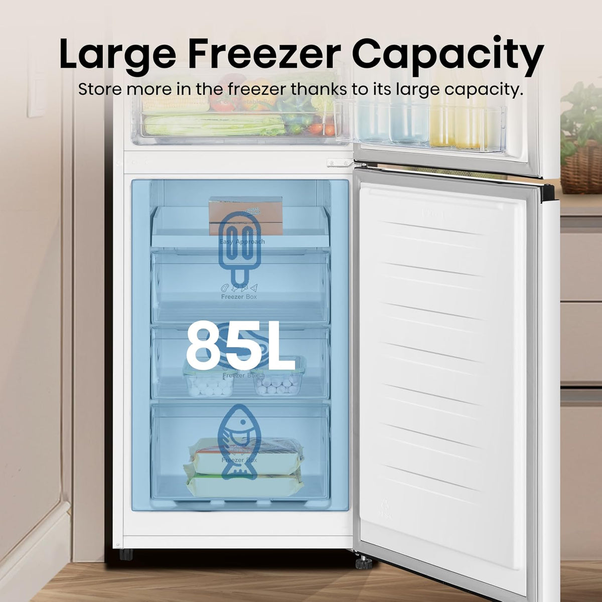 Freestanding Fridge Freezer 256L 50/50 Frost Free White - View 9