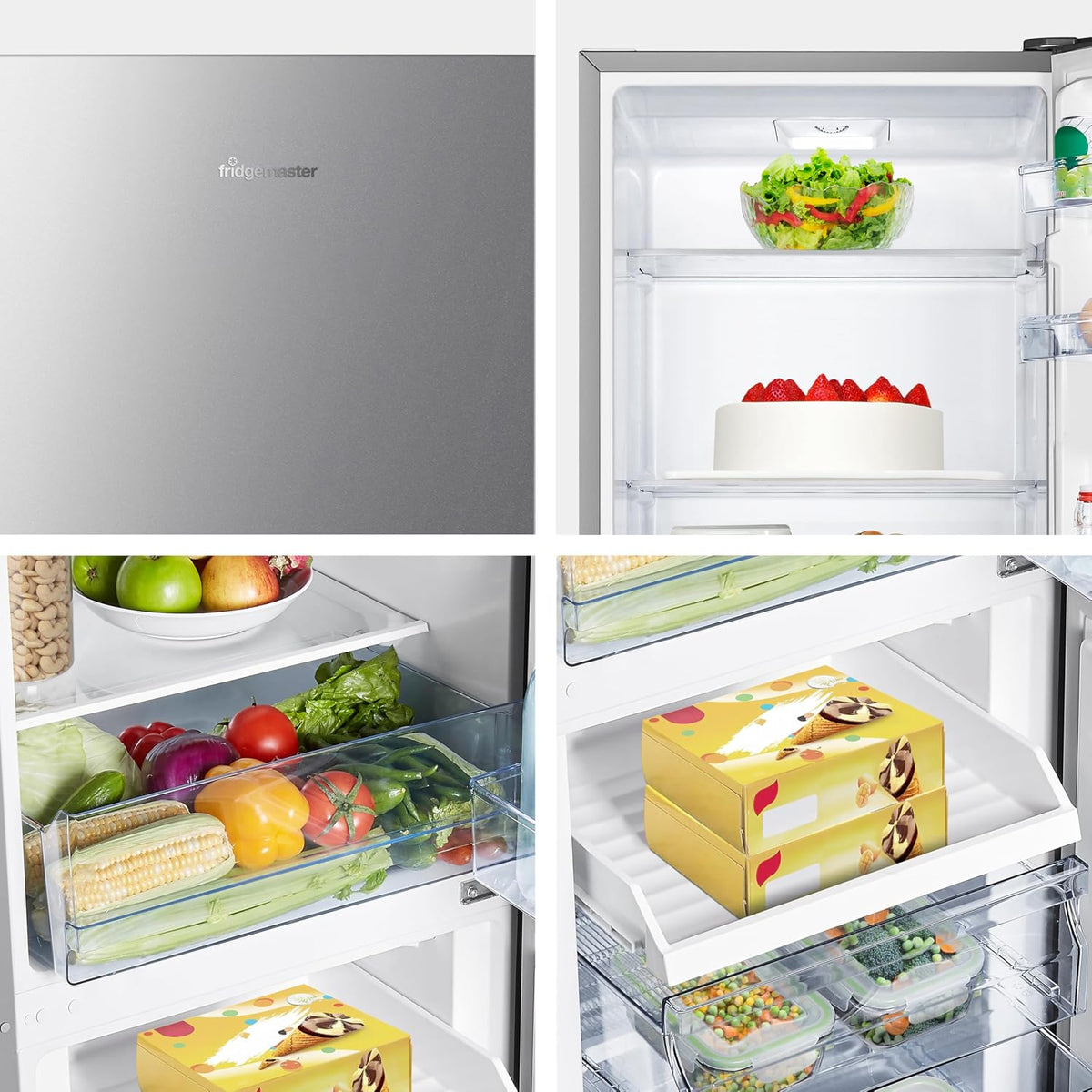 Freestanding Fridge Freezer 252L 50/50 No Frost LED Silver - View 4