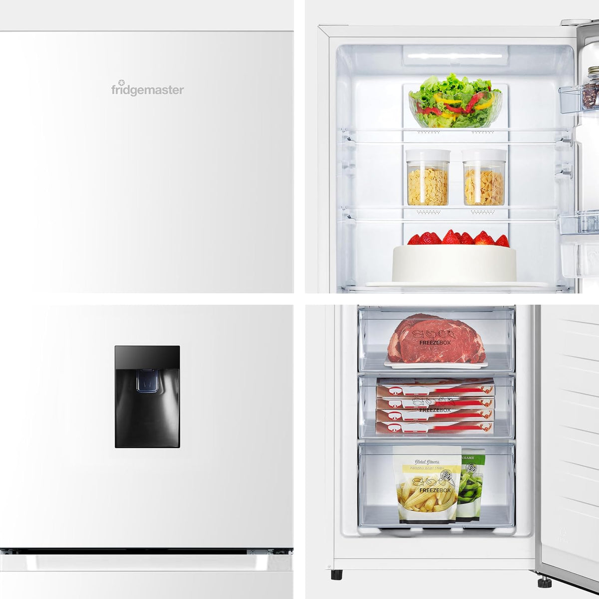 Freestanding Fridge Freezer 256L Frost Free Water Dispenser White - View 4