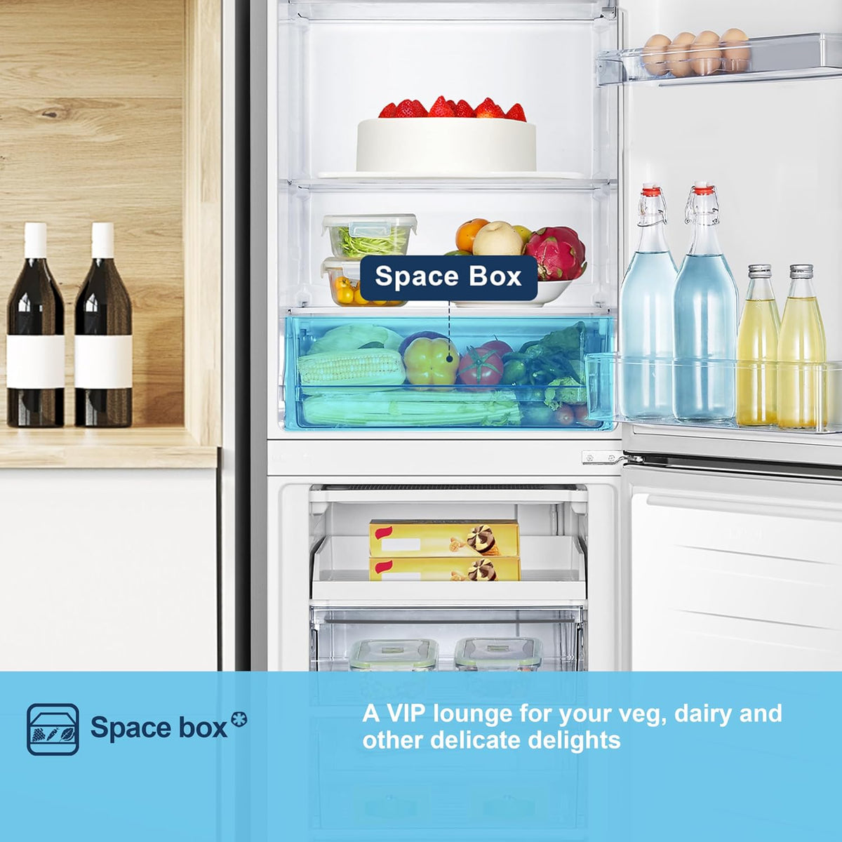 Freestanding Fridge Freezer 252L 50/50 No Frost LED Silver - View 8