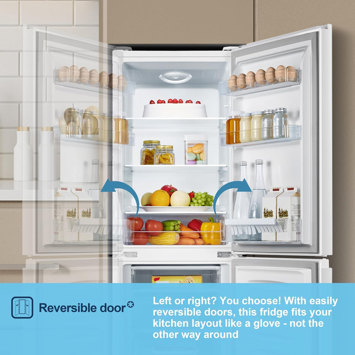 Freestanding Fridge Freezer 175L 60/40 Split E Rated White Reversible Door - View 9