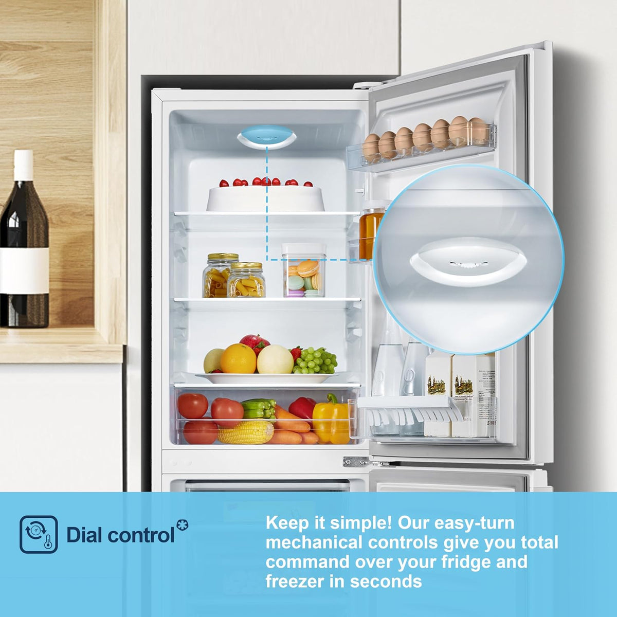 Freestanding Fridge Freezer 175L 60/40 Split E Rated White Reversible Door - View 7