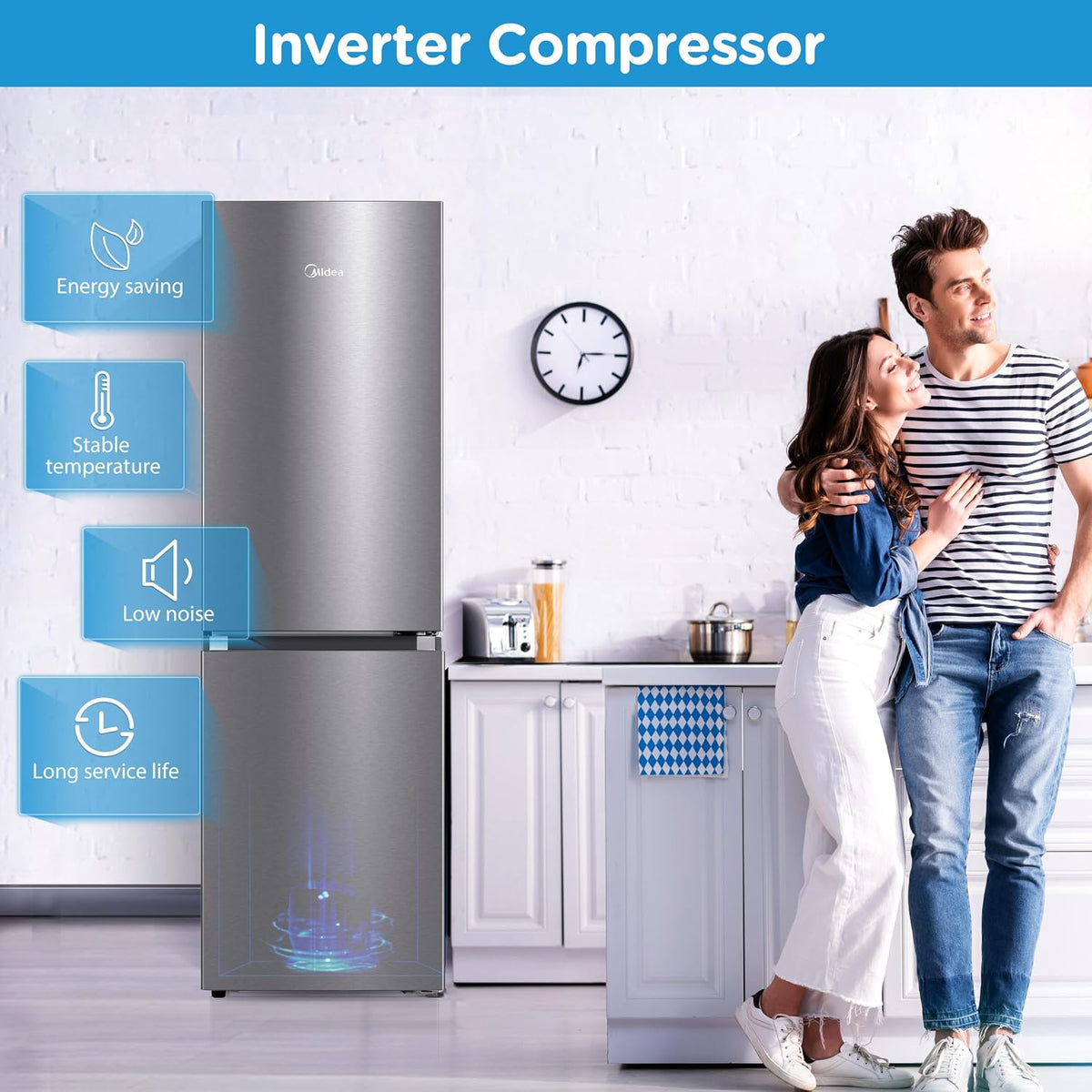 Freestanding Fridge Freezer 273L 60/40 Frost Free Stainless Steel - View 3