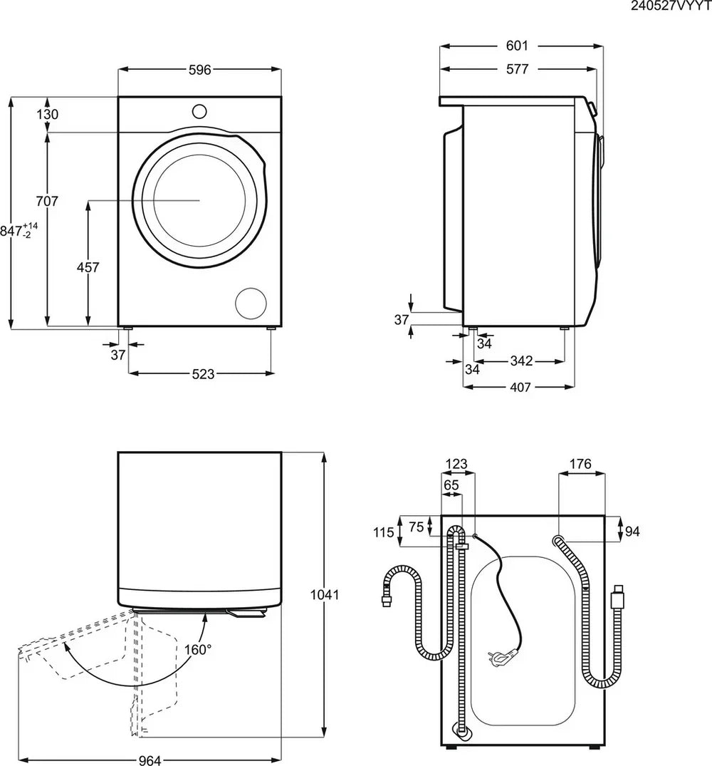 AEG LFR62844B 8kg 1400 Spin Freestanding Washing Machine White - View 2