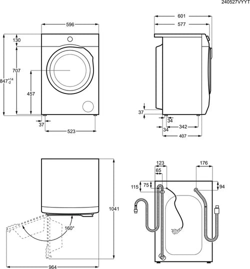 AEG LFR62844B 8kg 1400 Spin Freestanding Washing Machine White - View 2