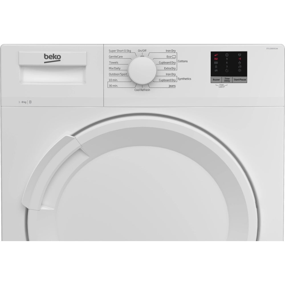 Beko DTLCE80051W 8kg Condenser Tumble Dryer with Sensor Programmes White - View 4