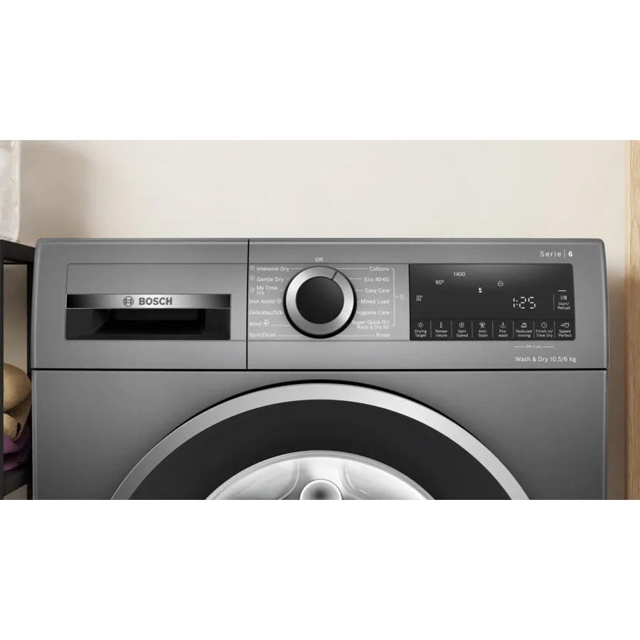 Bosch WNG254R1GB Series 6 Freestanding Washer Dryer 10.5+6kg 1400 Spin Graphite - View 2