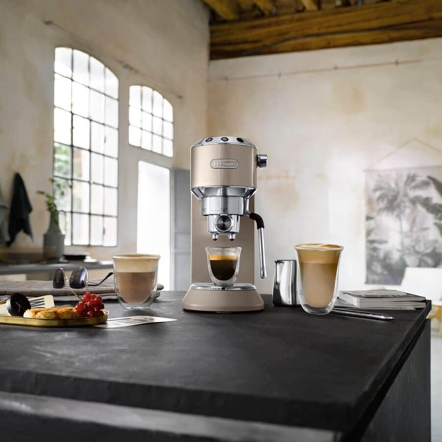 Delonghi EC885.BG Dedica Arte Manual Espresso Coffee maker with Milk Frother - Beige Gold - View 6
