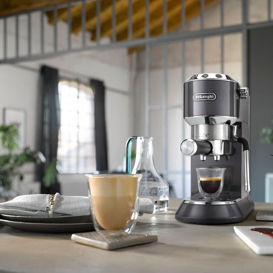 Delonghi EC885.GY Dedica Arte Manual Espresso Coffee maker with Milk Frother - Grey - View 6