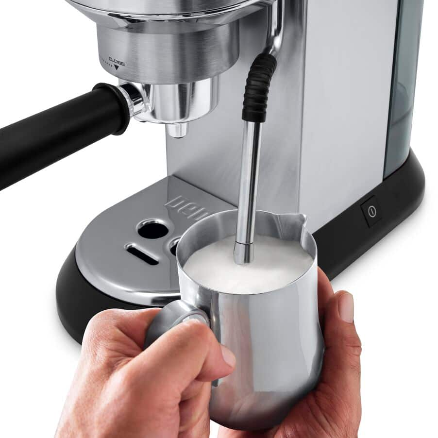 Delonghi EC885.M Dedica Arte Manual Espresso Coffee maker with Milk Frother - Silver - View 4