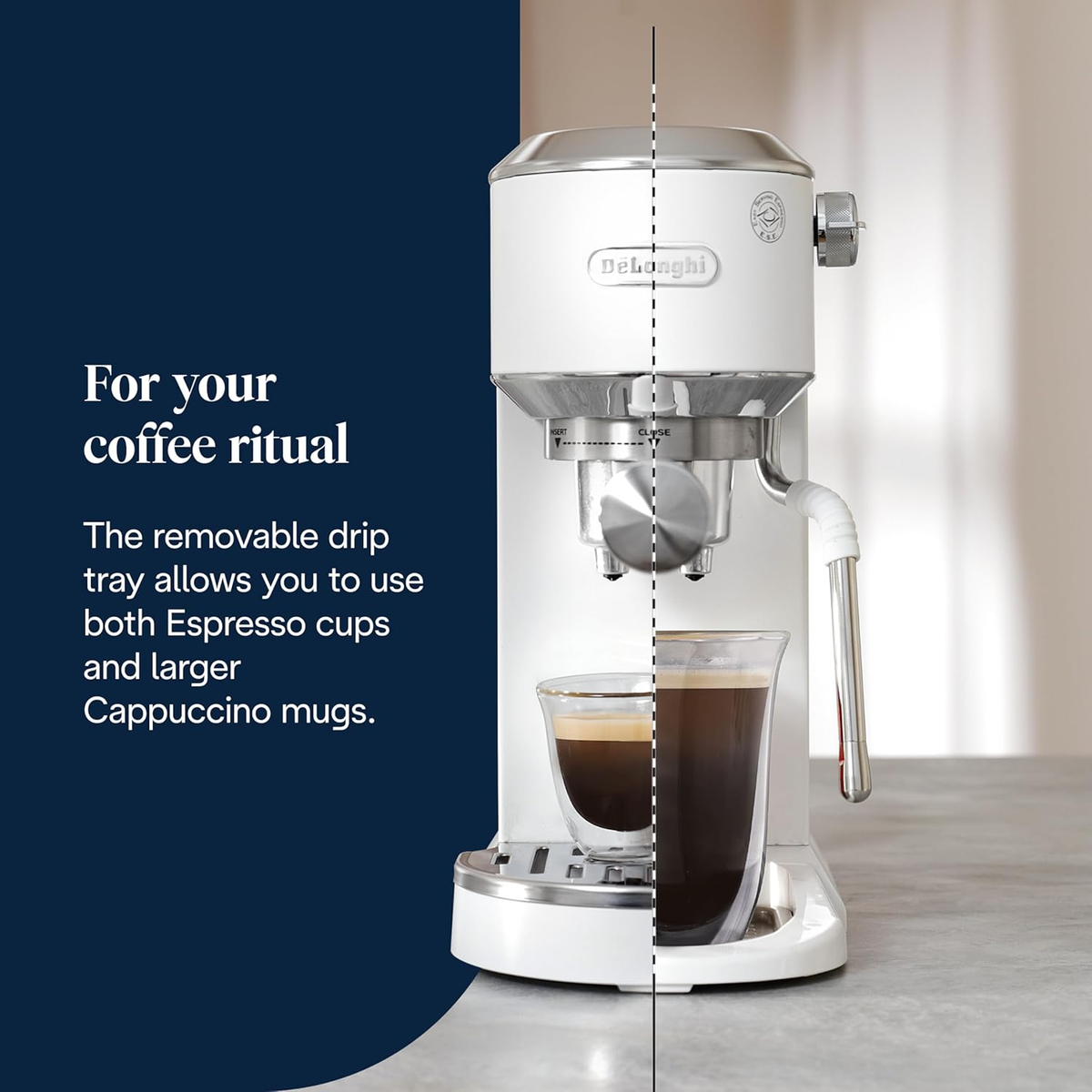 DeLonghi EC890.W Dedica Duo Manual Espresso Coffee Machine with Milk Frother White - View 8