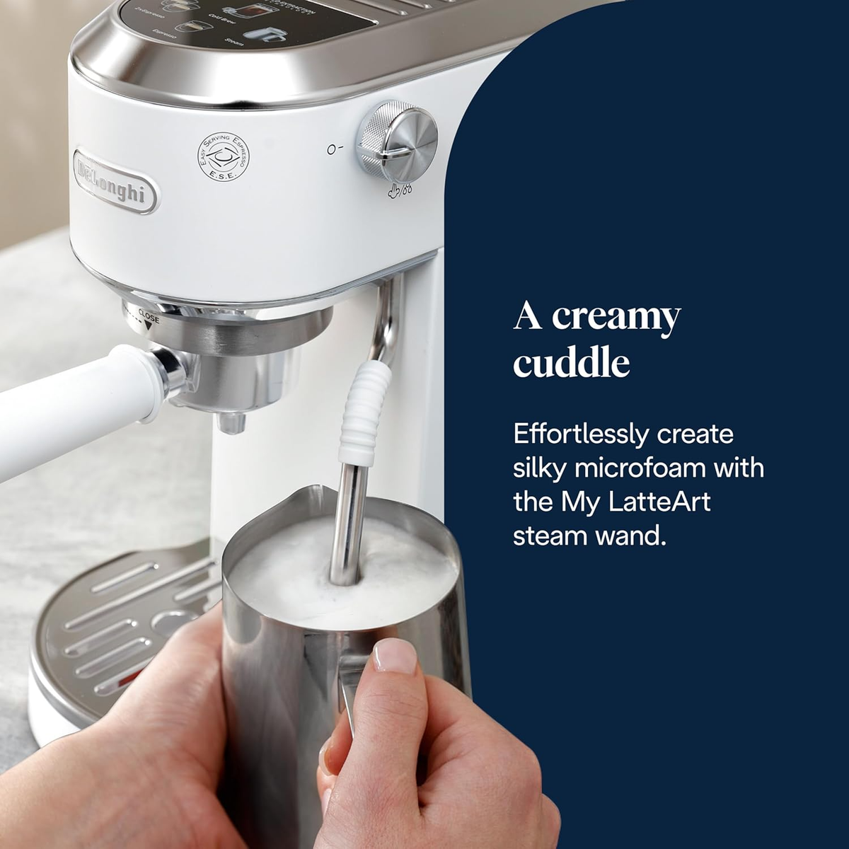 DeLonghi EC890.W Dedica Duo Manual Espresso Coffee Machine with Milk Frother White - View 7