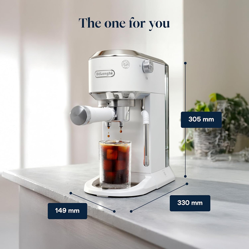 DeLonghi EC890.W Dedica Duo Manual Espresso Coffee Machine with Milk Frother White - View 2
