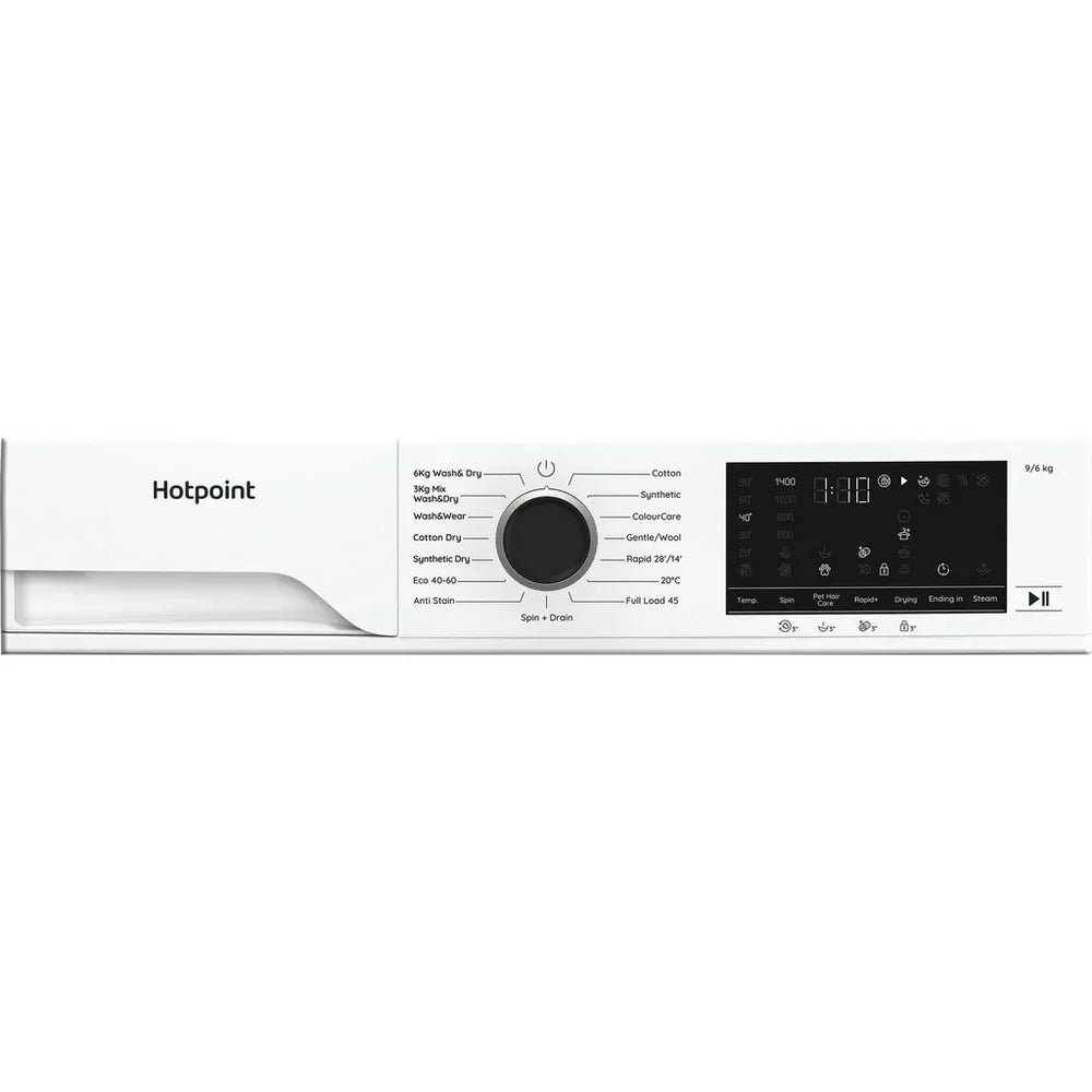 Hotpoint HBD9681ANTSTAIN 9+6kg 1400 Spin Freestanding Front Load Washer Dryer - White - View 4