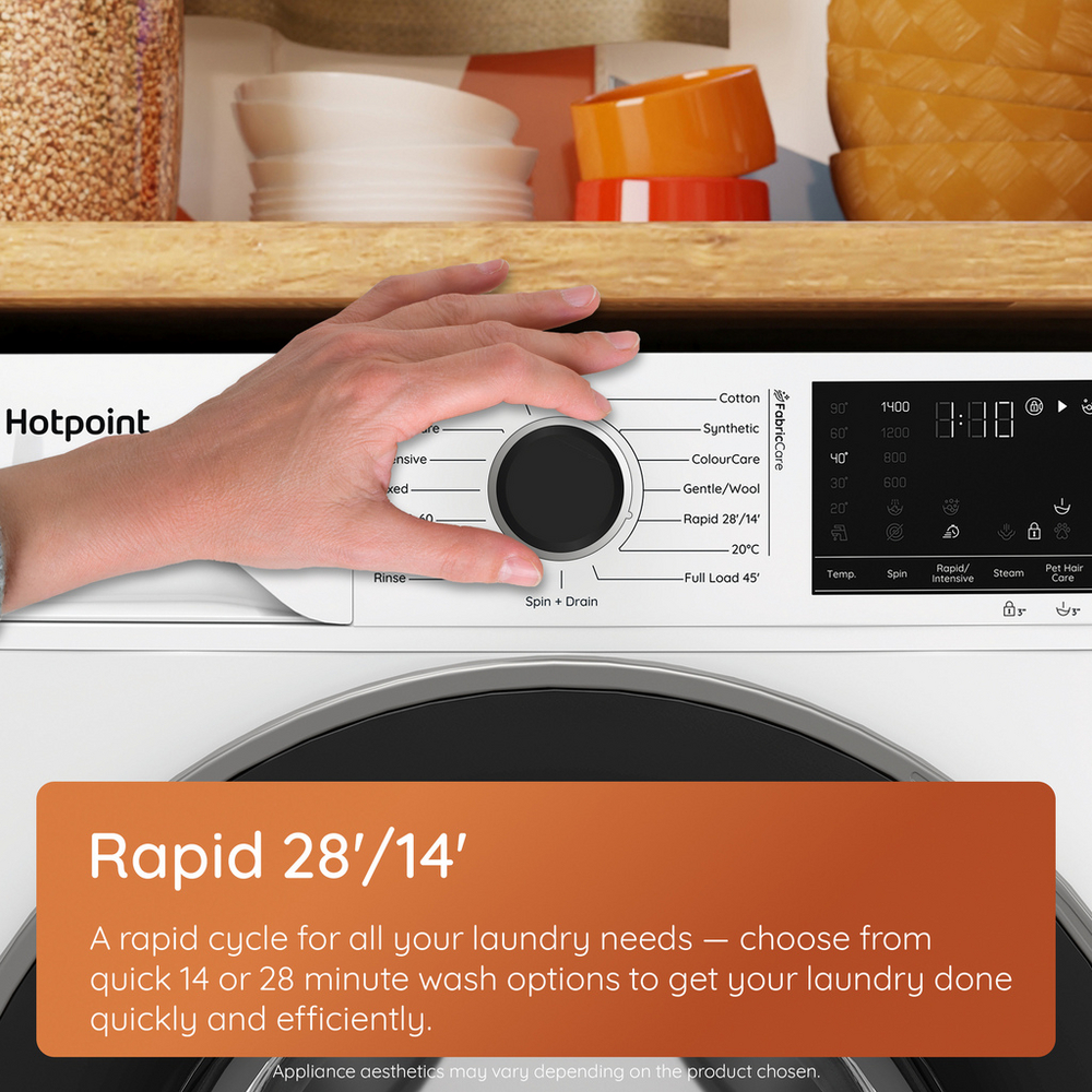 Hotpoint HBWH 93 CARE UK 9kg 1400 spin Freestanding Washing Machine White HBWH93CAREUK - View 9