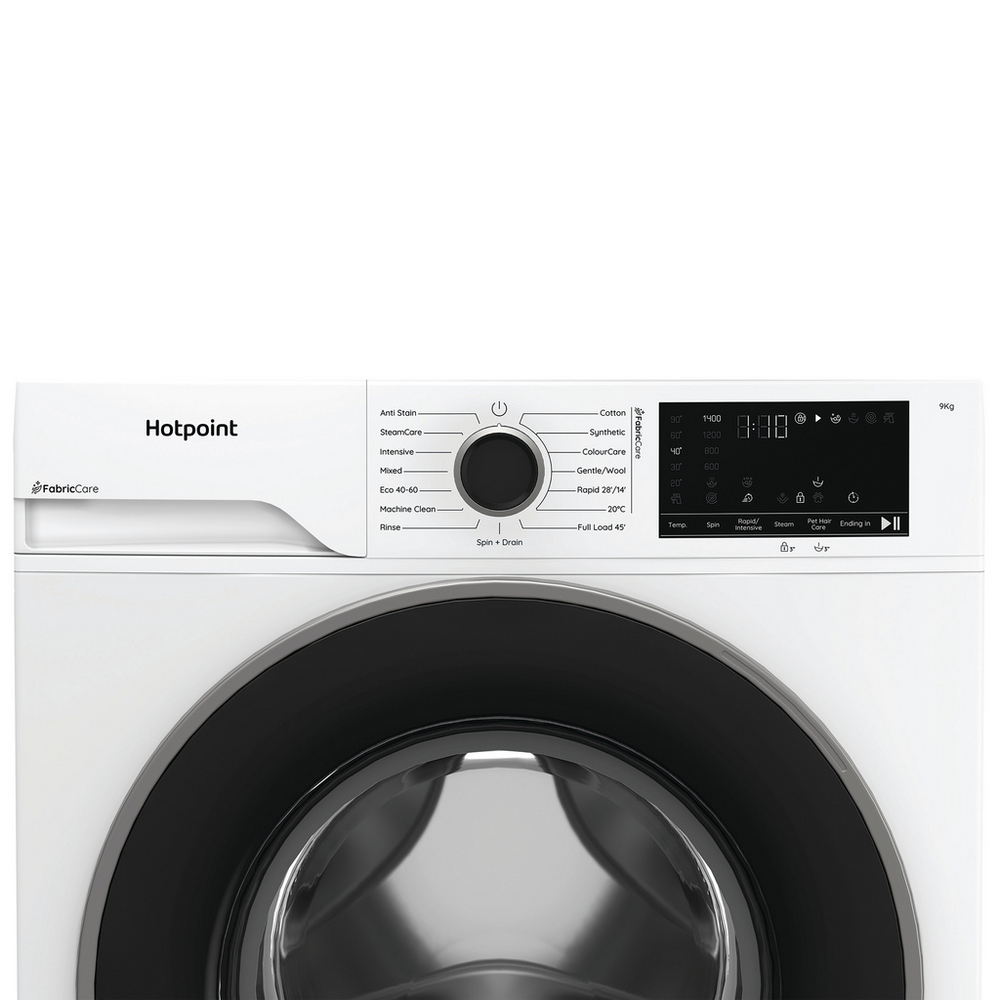Hotpoint HBWH 93 CARE UK 9kg 1400 spin Freestanding Washing Machine White HBWH93CAREUK - View 2