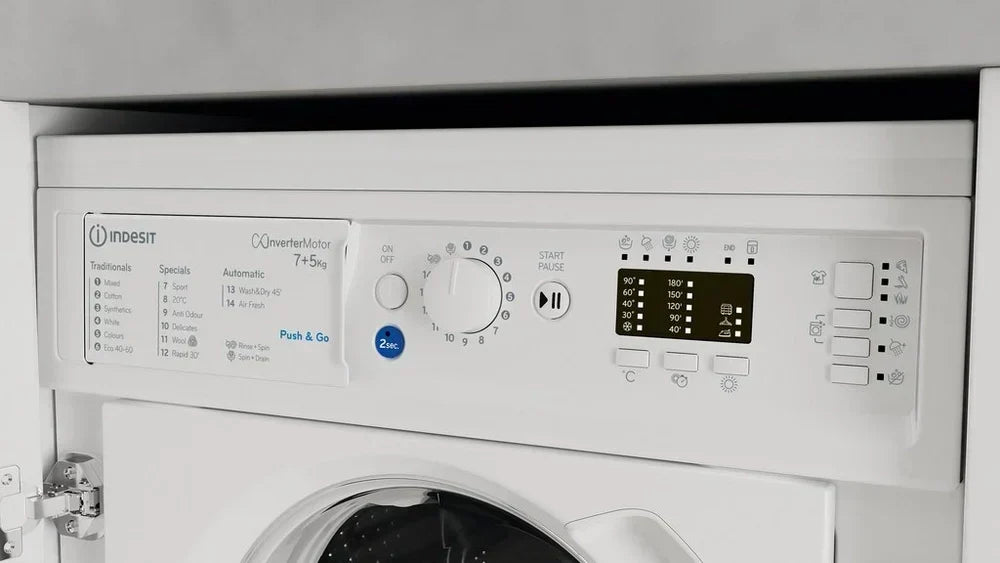 Indesit BIWDIL75148 7kg+5kg 1400 Spin Integrated Washer Dryer White - View 2