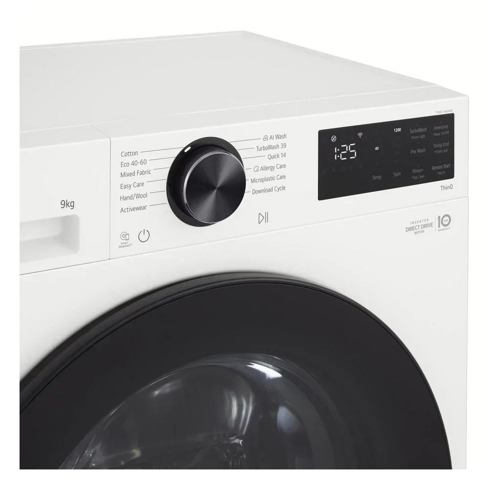 LG F2X50S9TWB VX50 Series 9kg 1200 Spin WiFi Enabled Front Load Washing Machine White - A Rated - View 3