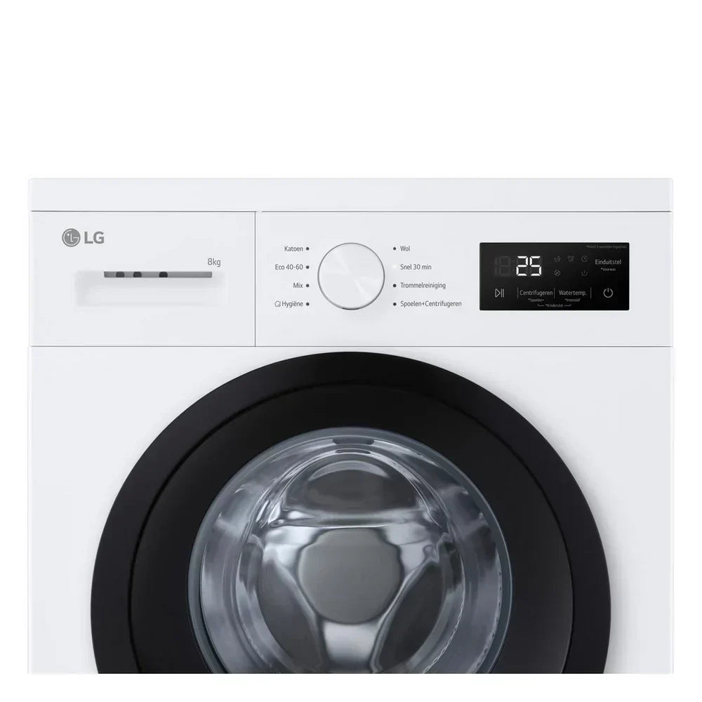 LG F4A10S8NWK 8kg 1400 Spin Front Load Washing Machine White - A Rated - View 3