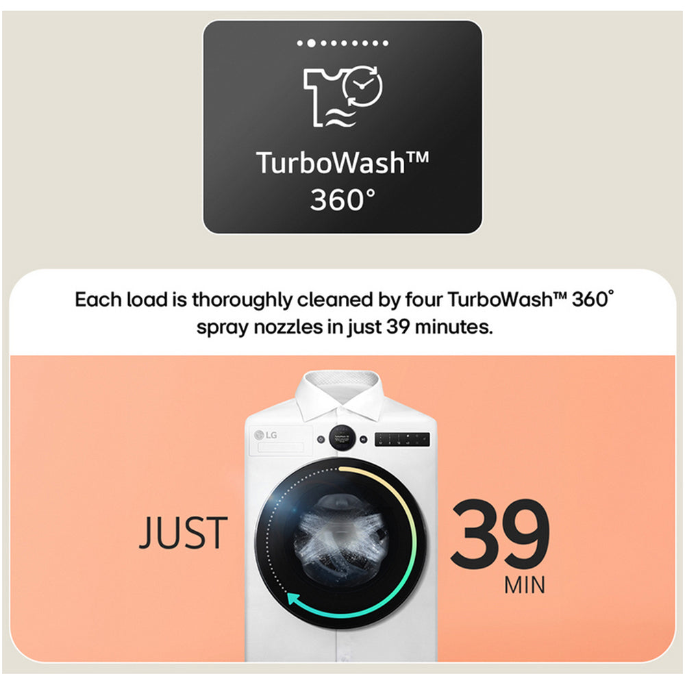 LG F4X7009TBB 9kg 1400 Spin AI Direct Drive Freestanding Washing Machine Black - View 10