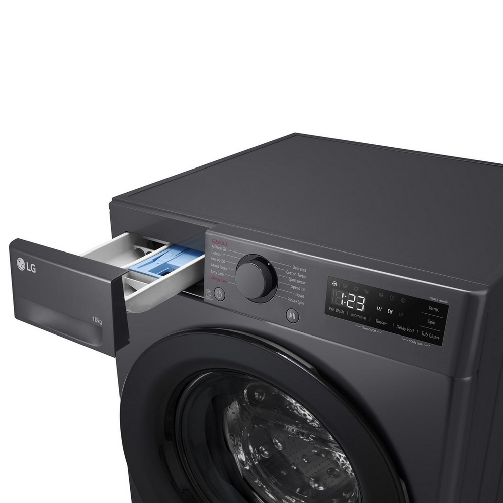 LG F4Y510GBLN1 10kg Steam 1400 Spin Freestanding Front Loading Washing Machine Slate Grey - View 4