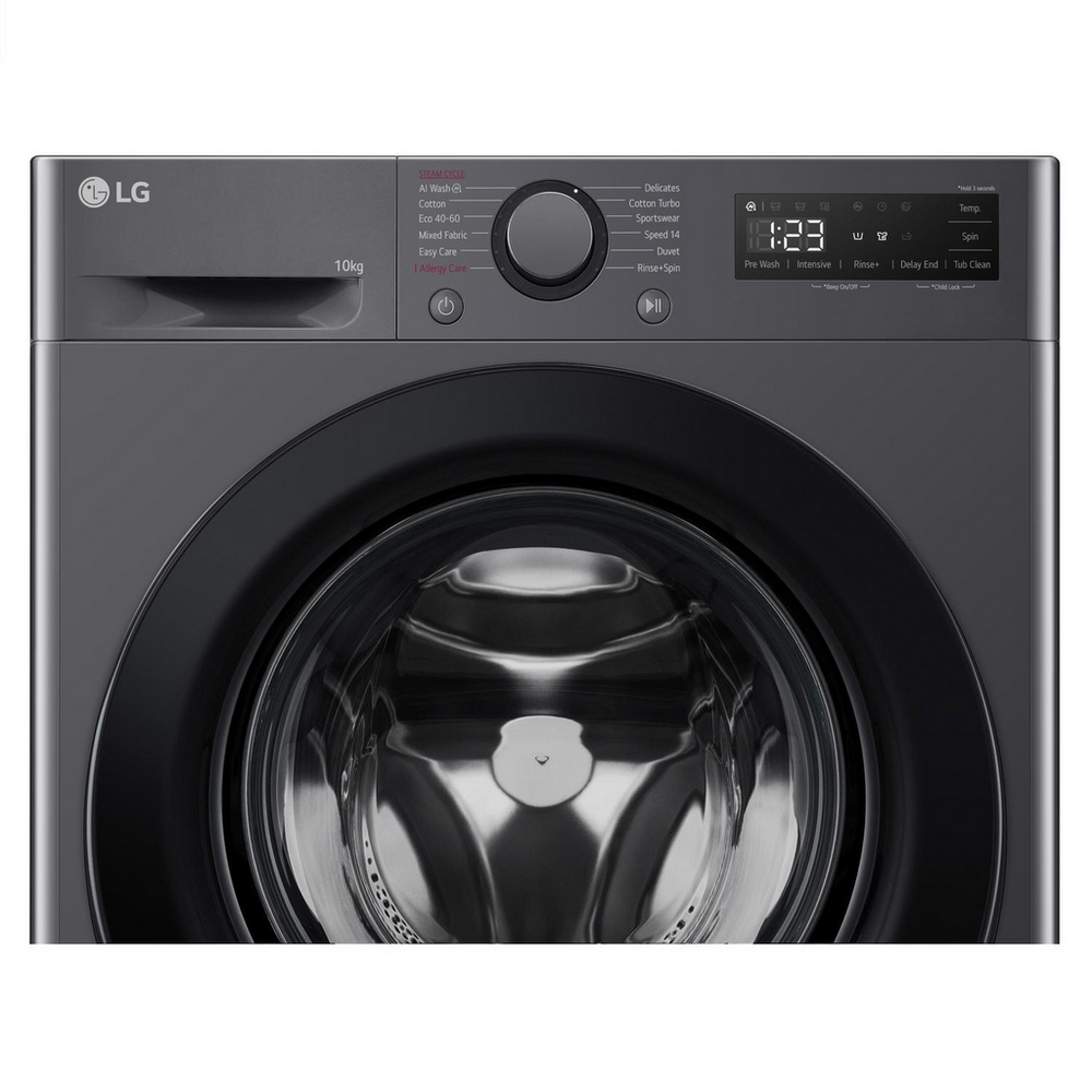 LG F4Y510GBLN1 10kg Steam 1400 Spin Freestanding Front Loading Washing Machine Slate Grey - View 3