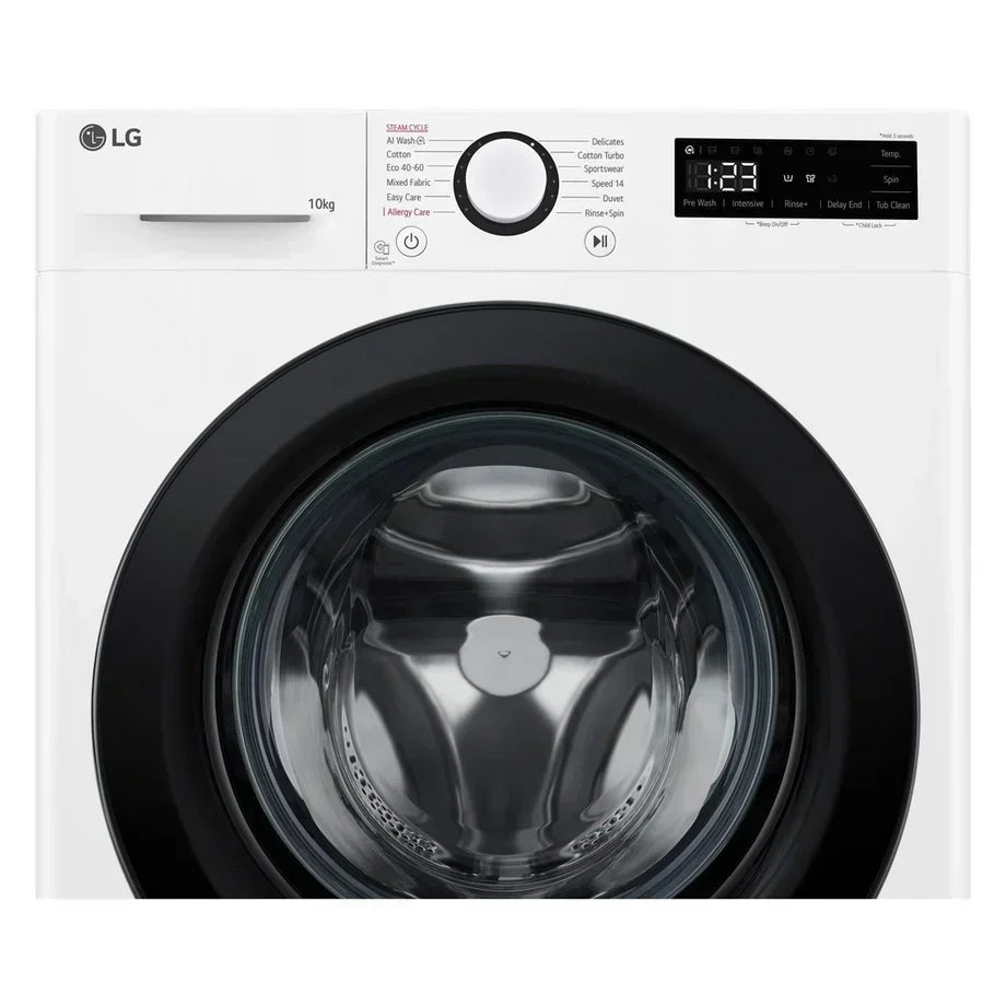 LG F4Y510WBLN1 10kg Steam 1400 Spin Freestanding Front Load Washing Machine White - A Rated - View 3