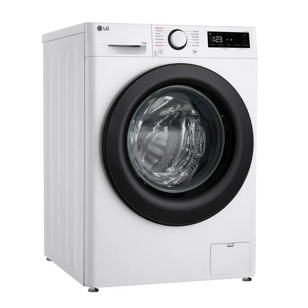 LG F4Y511WBLN1 11kg Steam 1400 Spin Freestanding Front Load Washing Machine White - A Rated - View 2