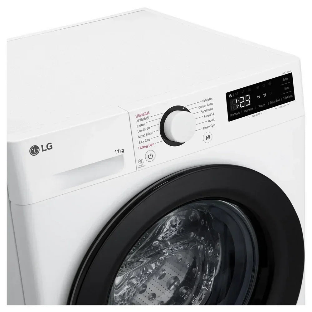 LG F4Y511WBLN1 11kg Steam 1400 Spin Freestanding Front Load Washing Machine White - A Rated - View 12
