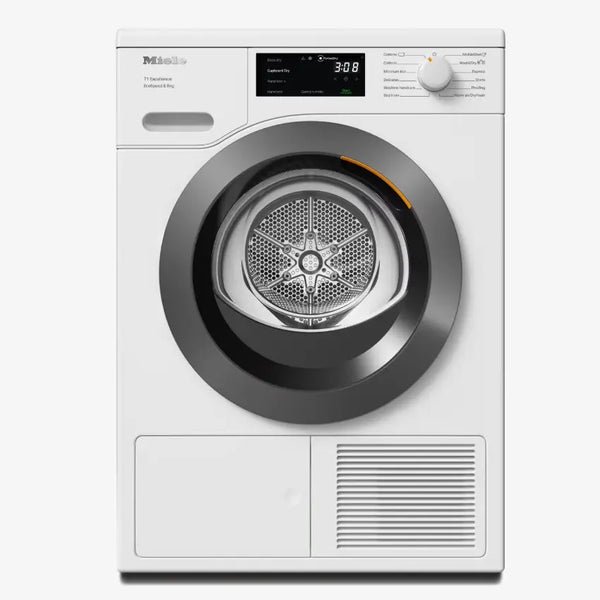 Miele TEC645WP EcoSpeed 8kg Freestanding Heat Pump Tumble Dryer Lotus White